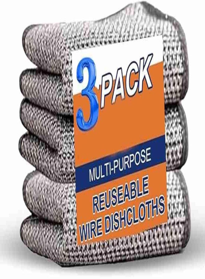DISONE Non-Scratch Wire Dishcloth & Gaps Cleaning Brush, Multipurpose Wire Dishwashing Rags for Wet and Dry, Easy Rinsing, Reusable, Wire Cleaning Cloth for Kitchen, Sinks, Pots (Pack of 3) - Image 1